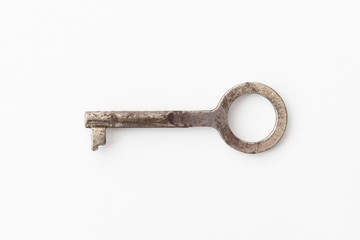 Old rusty key / Old rusty key on white background