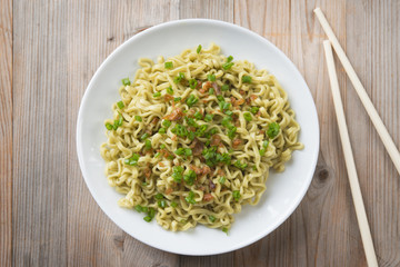 Top view dried noodles