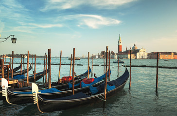 San Giorgio Maggiore church and boats, Venice, Italy