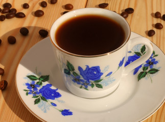  Espresso coffee on a table, for breakfast with biscuits