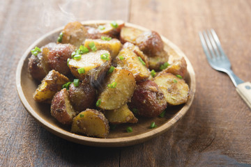 Oven roasted potatoes ready to serve