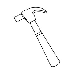 monochrome line contour of hammer tool vector illustration