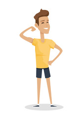 Young Handsome Boy Show His Biceps Arm