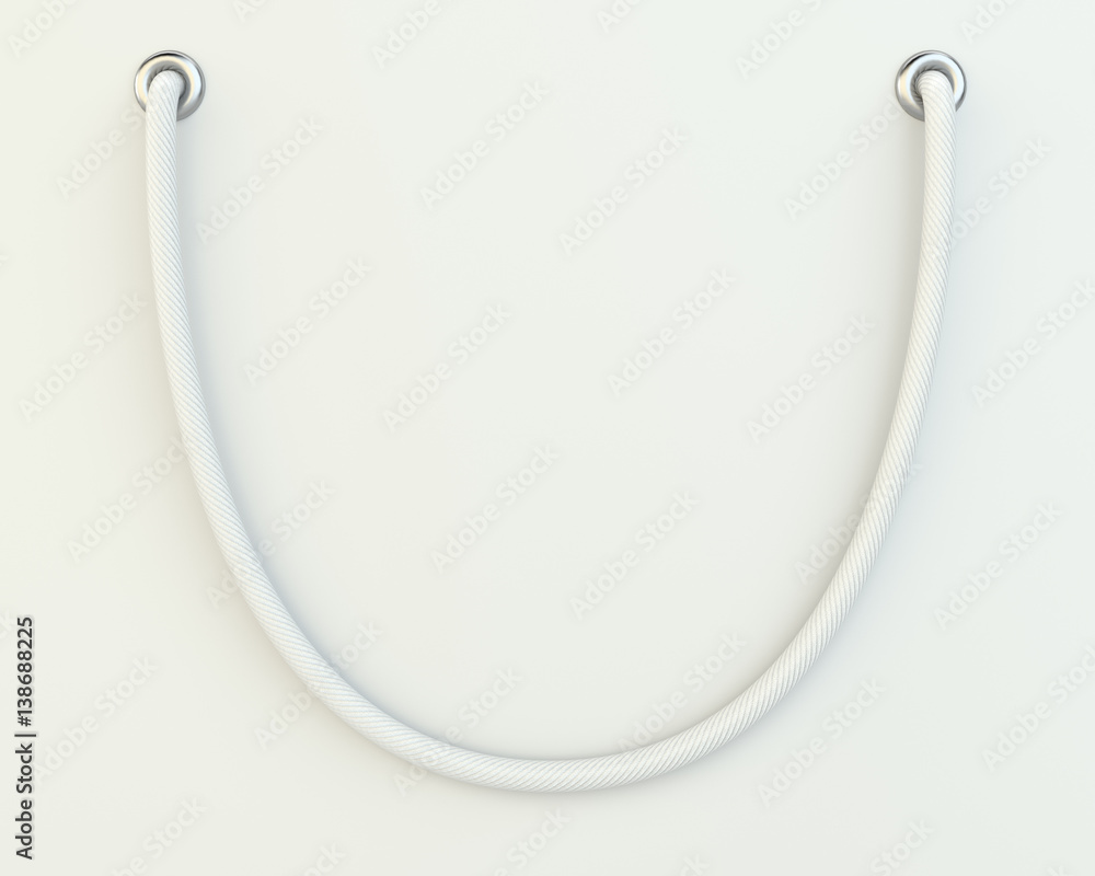Aufkleber close-up of empty space package with rope handle. 3d rendering
