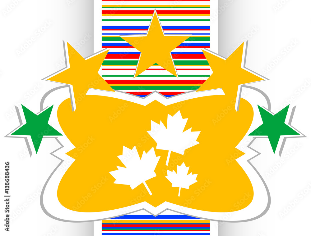 Poster maple leaf sign on icon glossy web button