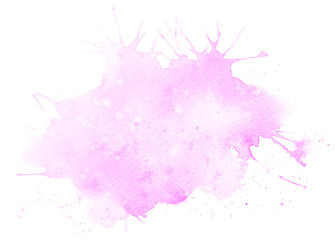 Abstract pink watercolor on white background.The color splashing on the paper.It is a hand drawn.