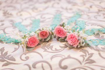 Wedding flowers and beautiful shoes decoration, beauty, wedding, bride,