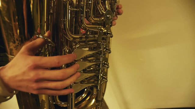 Tuba player - close-up