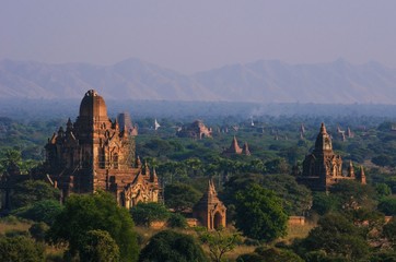 Beautiful Ancient land in Bagan with thousands of ancient temples in Myanmar