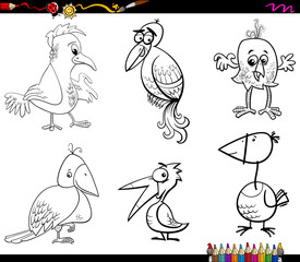 fantasy birds set coloring page