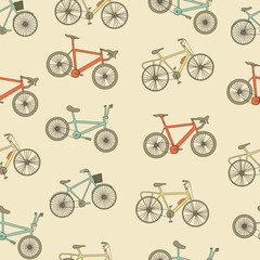 Bike seamless pattern. Vintage colors. 