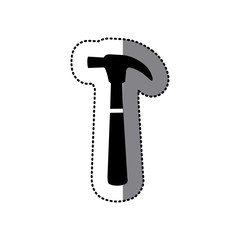 sticker black silhouette with hammer tool vector illustration