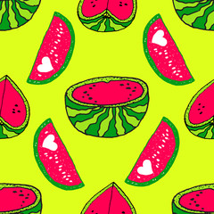 Seamless background with watermelon slices.