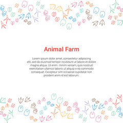 Animal Farm concept. Poultry, pet steps background with text. Vector business template..