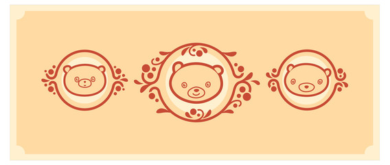 Woodland animals icon set. Three teddy bears vector characters.