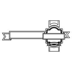 silhouette heraldic border with long ribbon decorative vector illustration