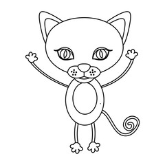 silhouette picture cute cat animal vector illustration