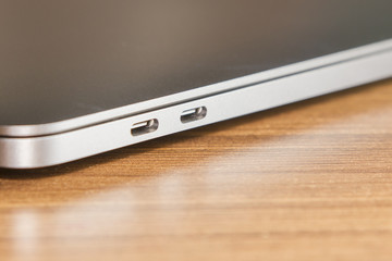 USB type-C port and two port of laptop