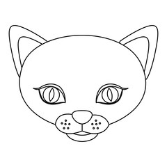 silhouette picture face cute cat animal vector illustration