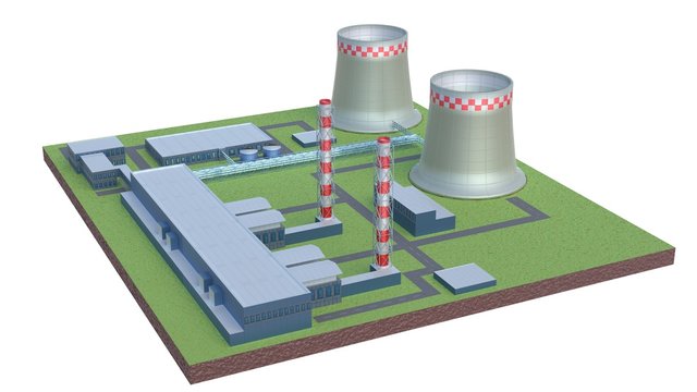 Industrial power plant building isolated 3d illustration