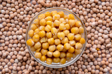 Chickpea grain background. Food photo.