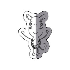 sticker silhouette picture cute zebra animal vector illustration