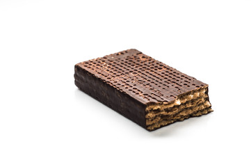 Chocolate wafer isolated on white background, sweet snack