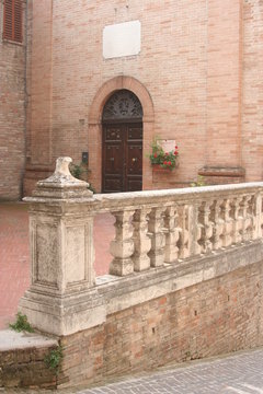Terrace of a historical palace in Urbino downtown, Italy