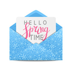 Spring message in blue envelope