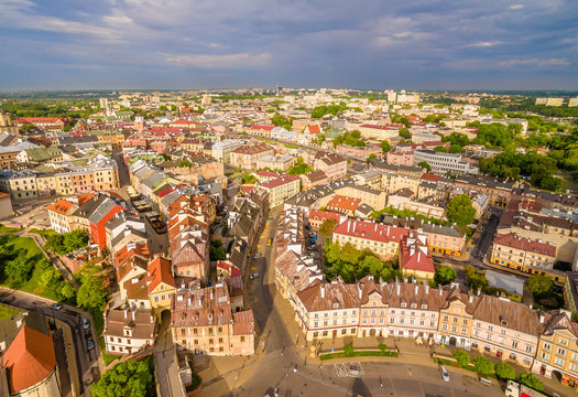 Fototapeta Lublin stare miasto widzine z lotu ptaka.