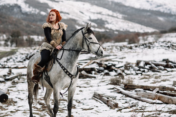Viking girl on horseback