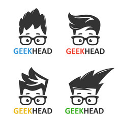 Geeks and nerds vector set of logos - obrazy, fototapety, plakaty