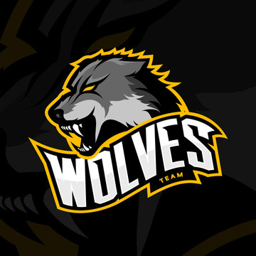 Furious wolf sport vector logo concept isolated on dark background. Web infographic predator team pictogram.
Premium quality wild animal t-shirt tee print illustration.