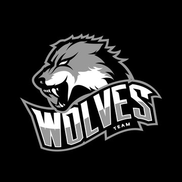 Furious wolf sport vector logo concept isolated on dark background. Web infographic predator team pictogram.
Premium quality wild animal t-shirt tee print illustration.