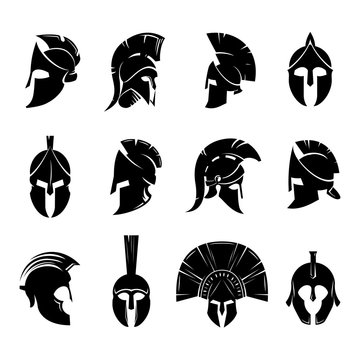 Spartan helmet vector set