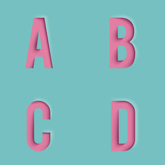 Paper Cutout Letters Realistic 3d Template Design Mock Up Vector Illustration