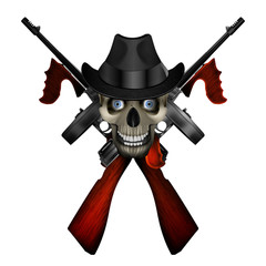 Thompson machine emblem with skull in hat