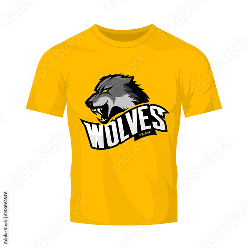 Download "Furious wolf sport vector logo concept isolated on yellow ...