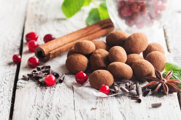 chocolate truffles with cranberry
