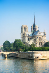 Naklejka premium Southern facade of Notre Dame de Paris. Paris, France