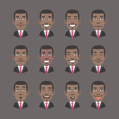 Set Emotions Black Man Businessman