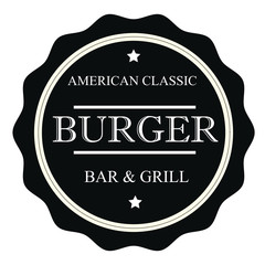 American classic burger bar & grill stamp sign seal logo