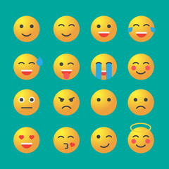 Fototapeta premium Emoticon set. Emoticon icons in flat style
