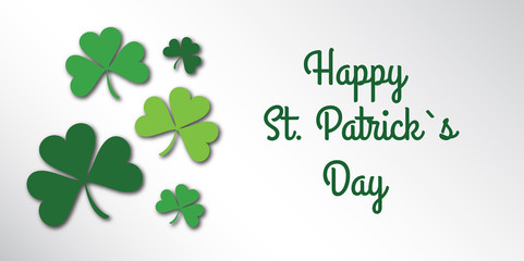 Happy Saint Patrick Day congratulation card with clover, shamrock. - 138699021