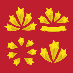 Yellow stars. A set of stars. Stars burst elements on white background