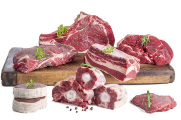 beef meat in front of white background