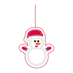 sticker shading snowman with scarf and gloves holding vector illustration