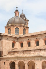 Dome and top of the Lordship palace of Urbino, Italy