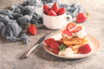Waffle dessert with chocolate