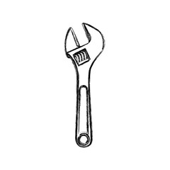 blurred sketch wrench tool icon vector illustration